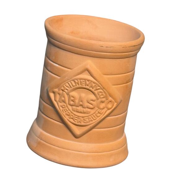 Tabasco Hot Sauce Bottle Holder Ceramic 3" Terracotta Mini Toothpick Jar Vintage - Picture 4 of 10